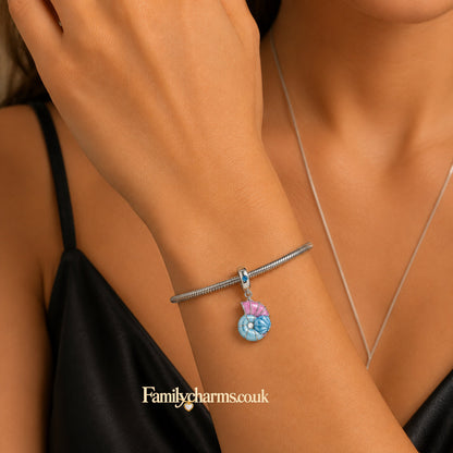 Colour Changing Luminous Snail Sterling Silver Charm Hallmarked S925 for Charm Bracelet and Necklace