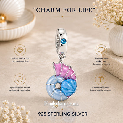 Colour Changing Luminous Snail Sterling Silver Charm Hallmarked S925 for Charm Bracelet and Necklace
