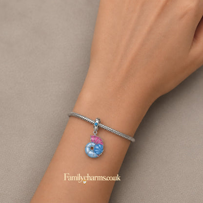 Colour Changing Luminous Snail Sterling Silver Charm Hallmarked S925 for Charm Bracelet and Necklace