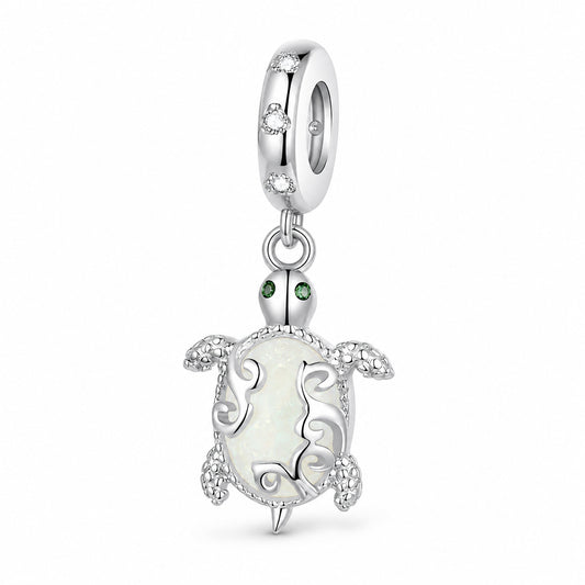 Luminous Sea Turtle Sterling Silver Charm Hallmarked S925 for Charm Bracelet and Necklace