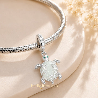 Luminous Sea Turtle Sterling Silver Charm Hallmarked S925 for Charm Bracelet and Necklace