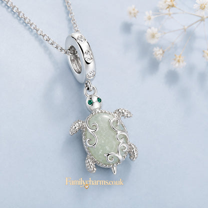 Luminous Sea Turtle Sterling Silver Charm Hallmarked S925 for Charm Bracelet and Necklace
