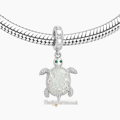 Luminous Sea Turtle Sterling Silver Charm Hallmarked S925 for Charm Bracelet and Necklace