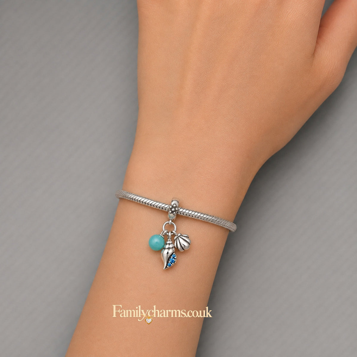 Ocean Series Starfish, Scallop, Turtle Pendant Charm Hallmarked S925 for Charm Bracelet and Necklace