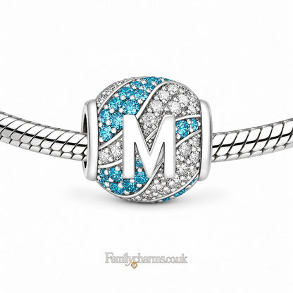 Alphabets Letter M Sterling Silver Charm Hallmarked S925 for Charm Bracelet and Necklace