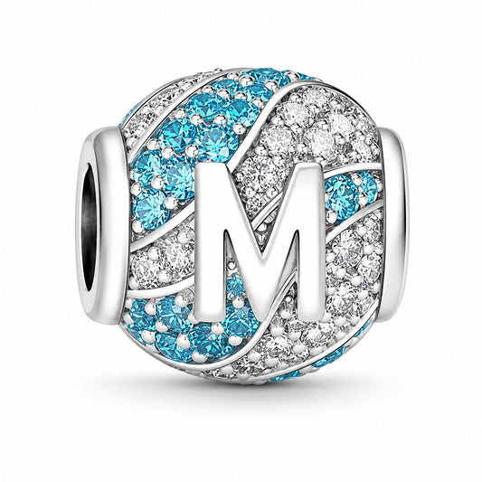 Alphabets Letter M Sterling Silver Charm Hallmarked S925 for Charm Bracelet and Necklace