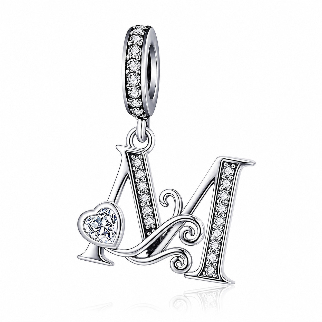Classic Alphabet Letters A to Z Sterling Silver Dangle Charm Hallmarked S925 for Charm Bracelet and Necklace