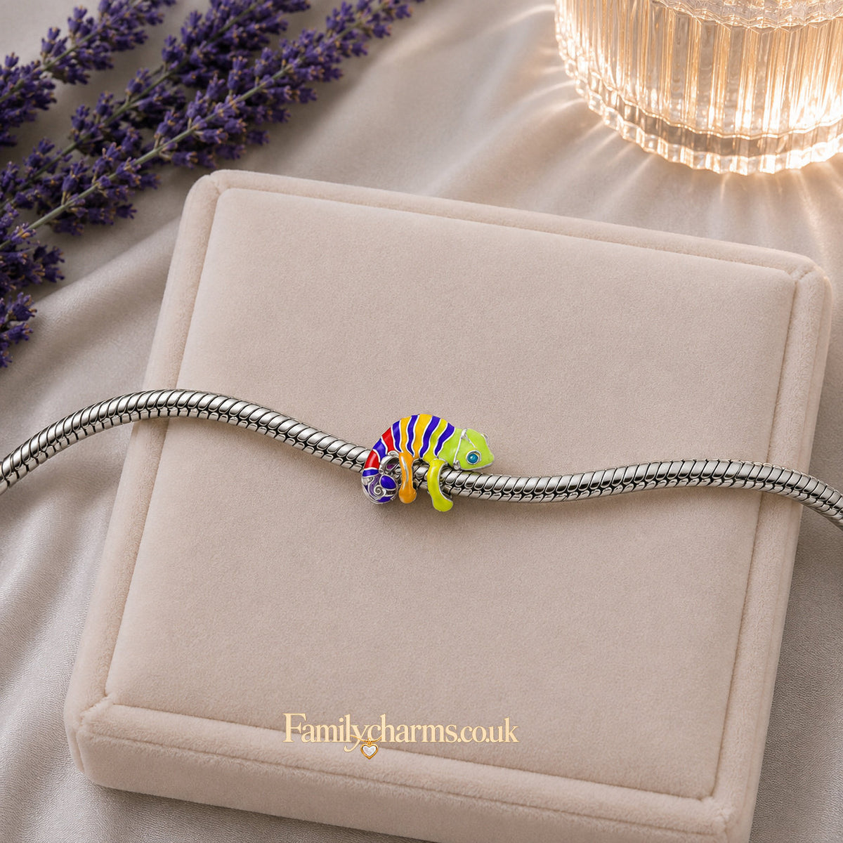 Magical Changing Colour Chameleon Sterling Silver Charm Hallmarked S925 for Charm Bracelet and Necklace