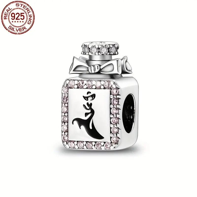 Majestic Perfume Bottle Charm Sterling Silver Charm Hallmarked S925 for Charm Bracelet and Necklace