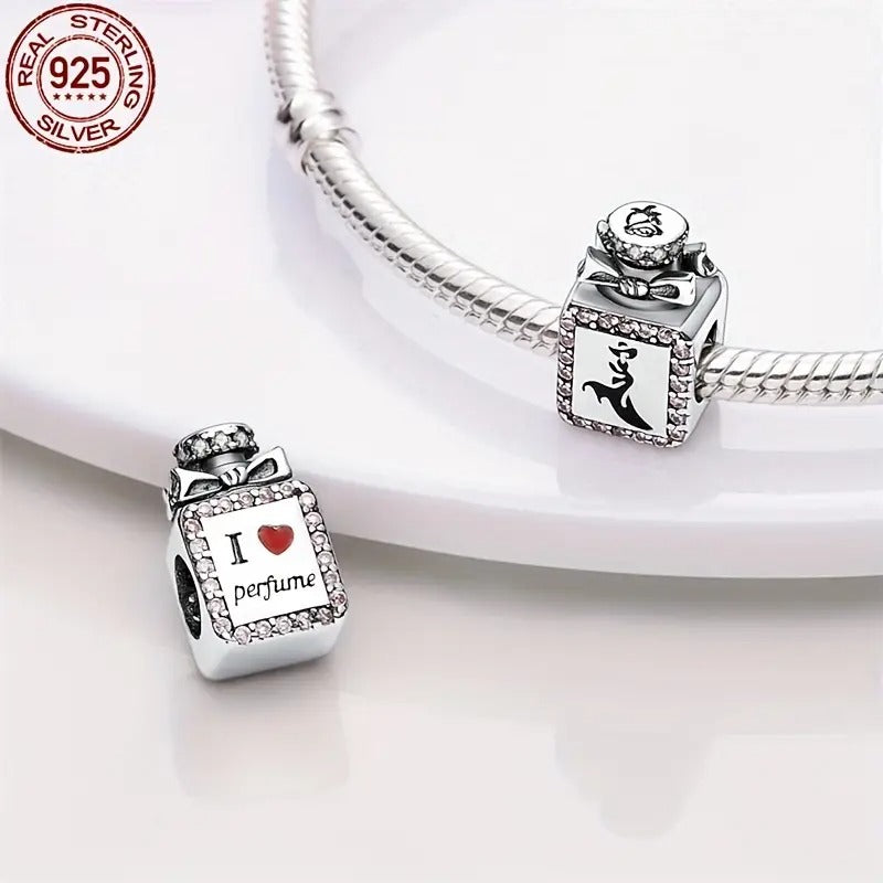 Majestic Perfume Bottle Charm Sterling Silver Charm Hallmarked S925 for Charm Bracelet and Necklace