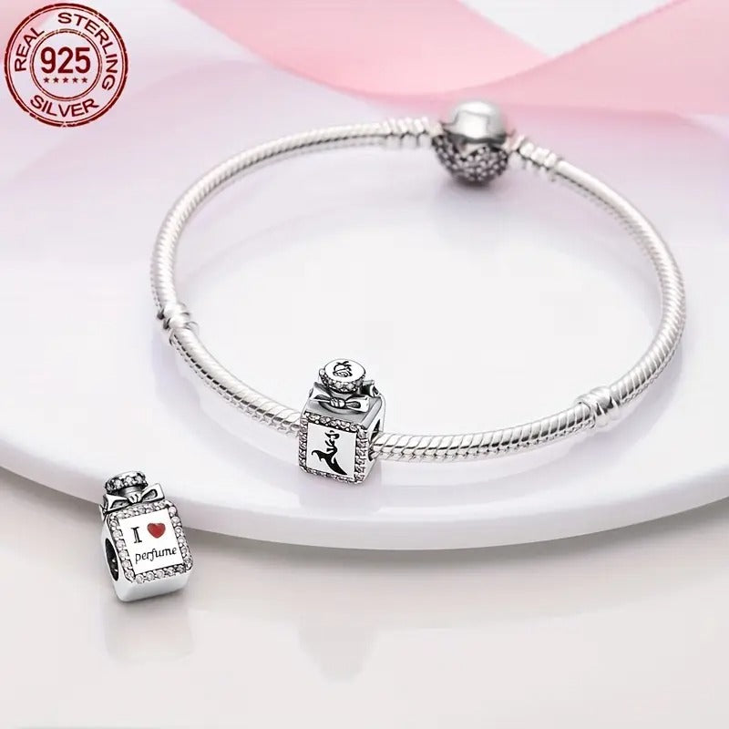 Majestic Perfume Bottle Charm Sterling Silver Charm Hallmarked S925 for Charm Bracelet and Necklace