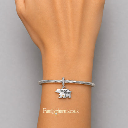 Mama Bear Sterling Silver Charm Hallmarked S925 for Charm Bracelet and Necklace
