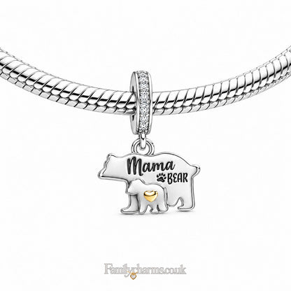 Mama Bear Sterling Silver Charm Hallmarked S925 for Charm Bracelet and Necklace
