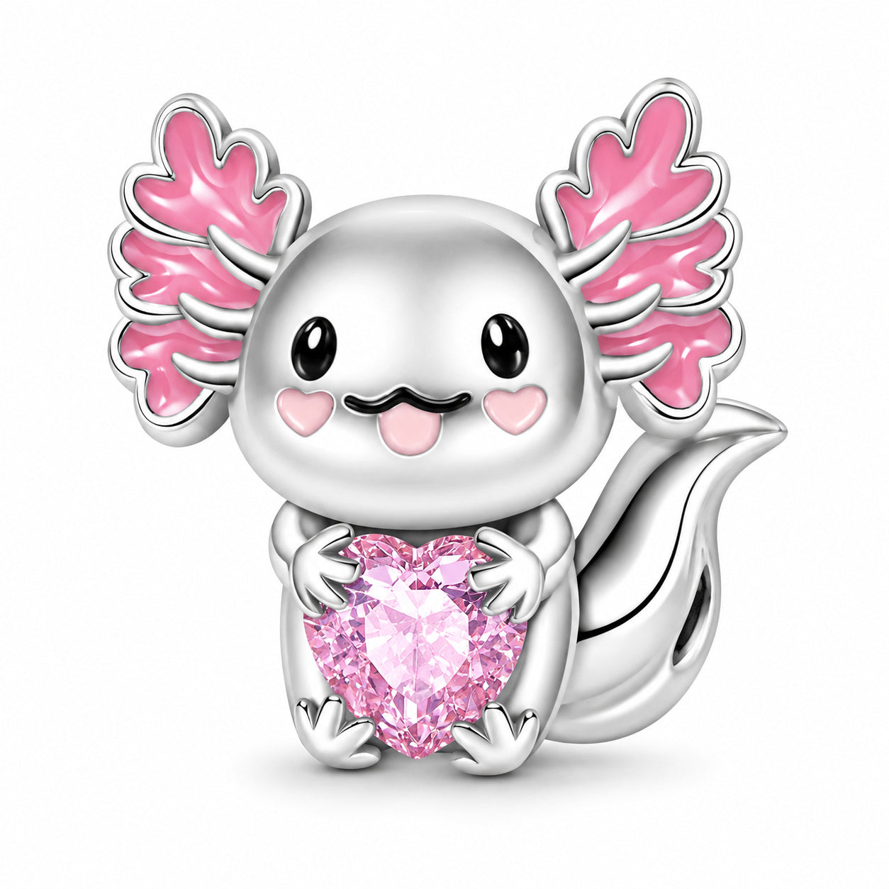 Pink Mexican Axolotl Sterling Silver Charm Hallmarked S925 for Charm Bracelet and Necklace