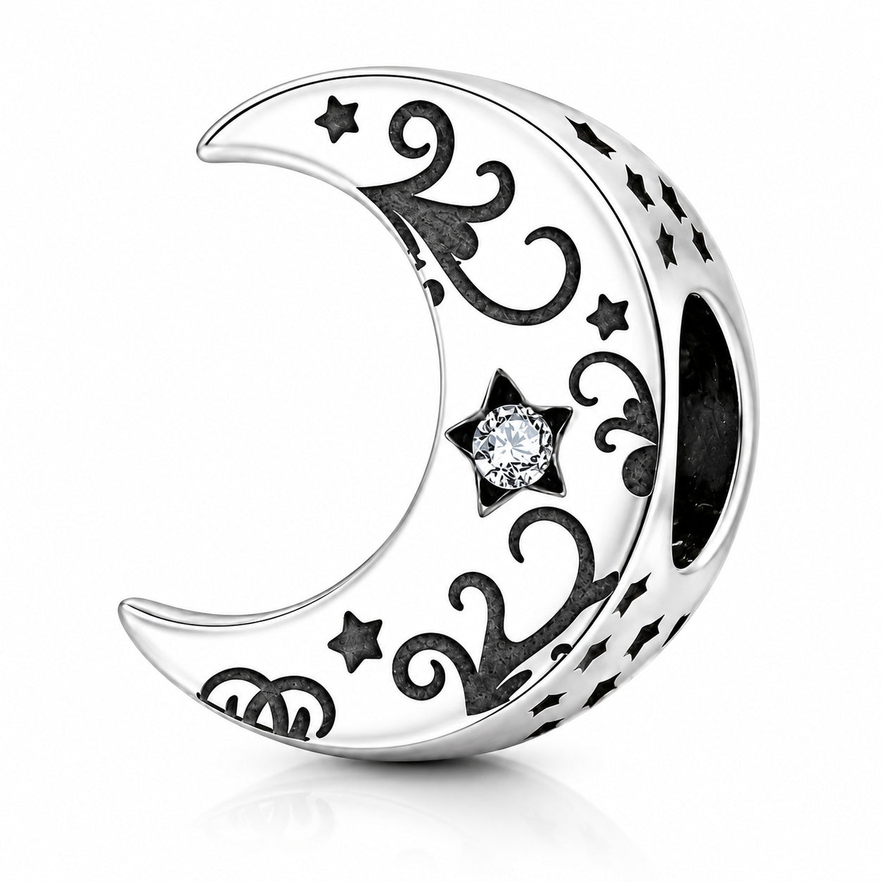 Moon Bead Charm Pendant Charm Hallmarked S925 for Charm Bracelet and Necklace