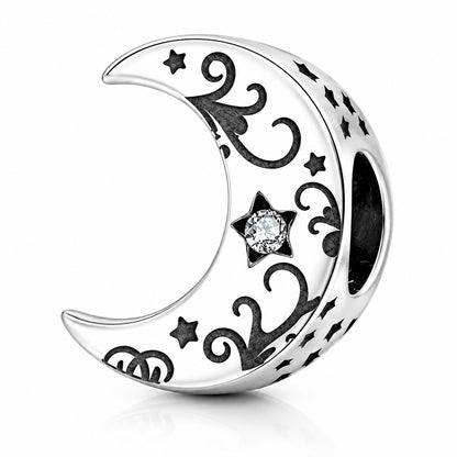 Moon Bead Charm Pendant Charm Hallmarked S925 for Charm Bracelet and Necklace