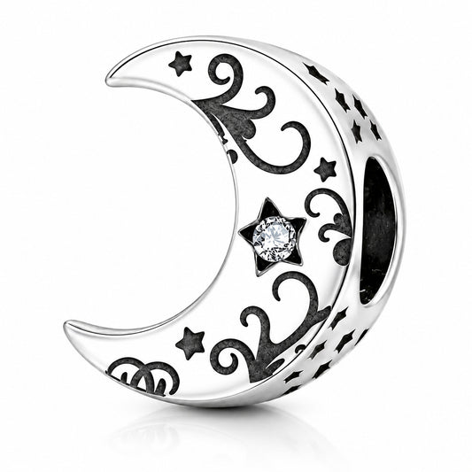Moon Bead Charm Pendant Charm Hallmarked S925 for Charm Bracelet and Necklace