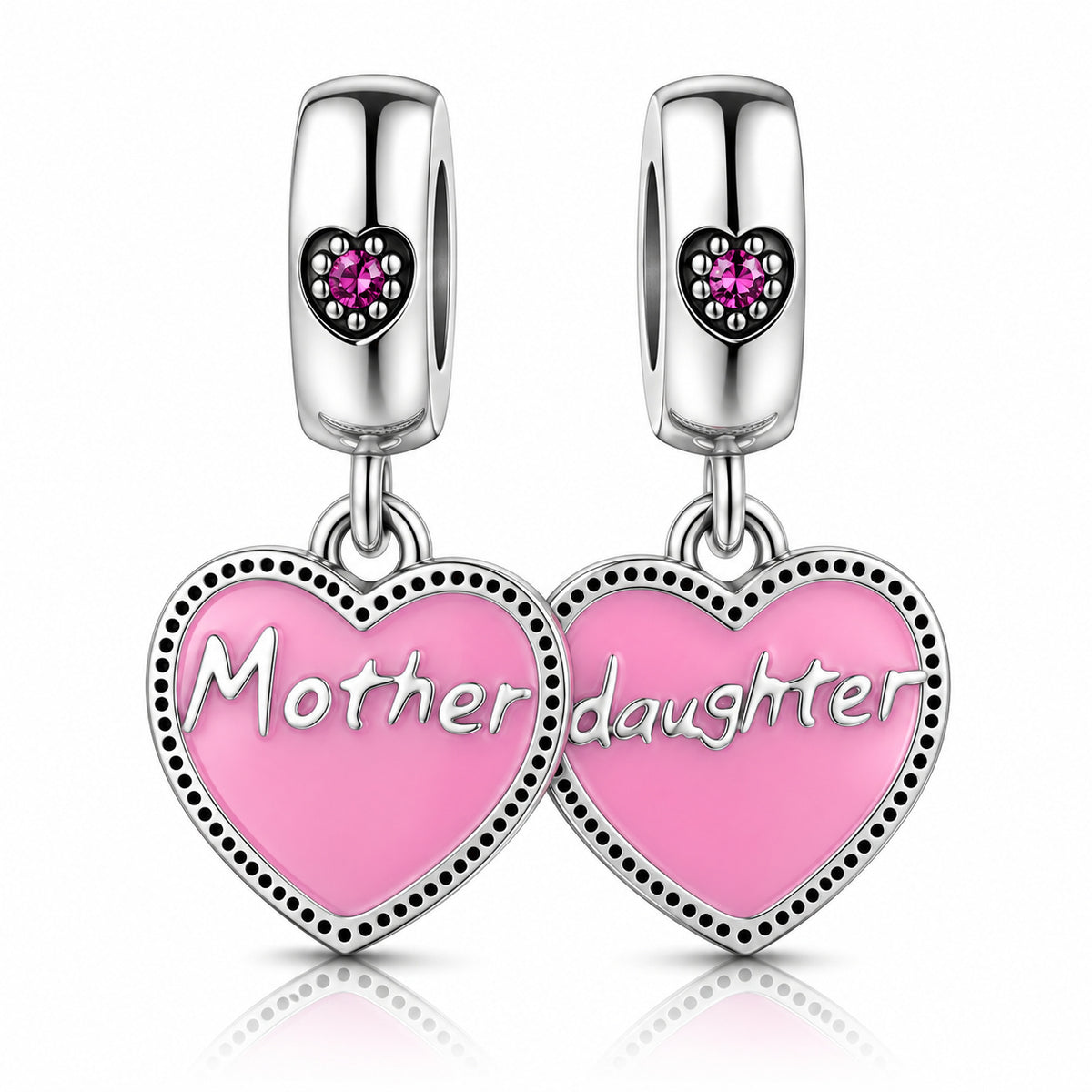 Mother Daughter Dangle Sterling Silver Charm Hallmarked S925 for Charm Bracelet and Necklace