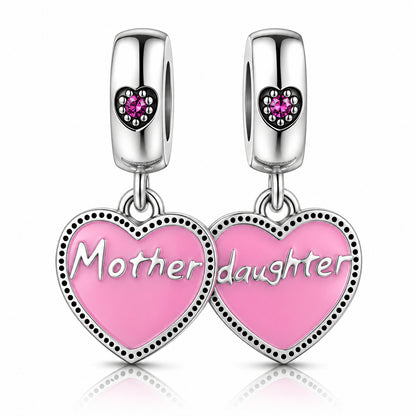 Mother Daughter Dangle Sterling Silver Charm Hallmarked S925 for Charm Bracelet and Necklace
