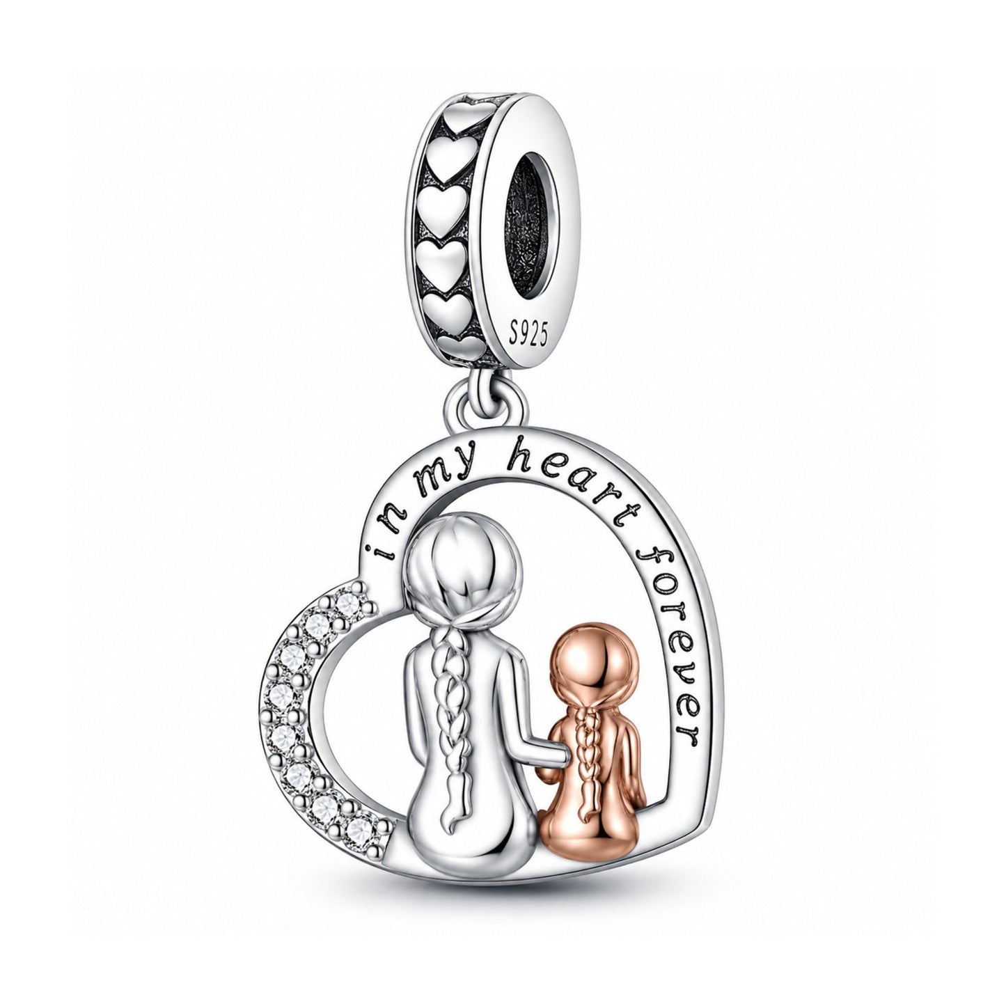 Mother Daughter Pendant Sterling Silver Dangle Charm Hallmarked S925 for Charm Bracelet and Necklace