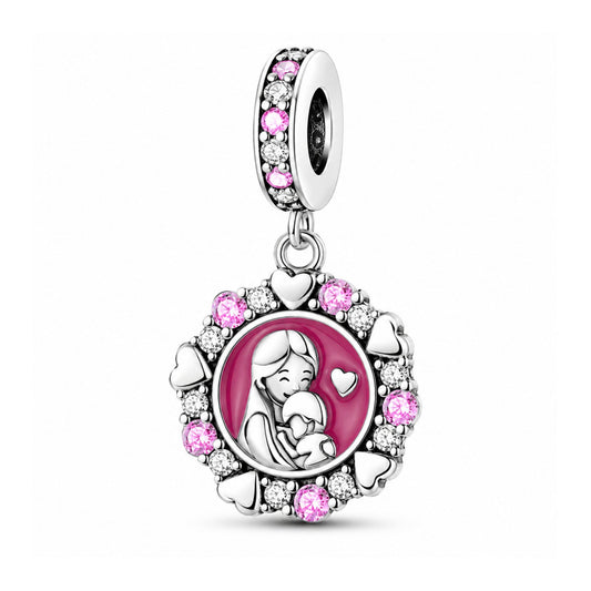 Mother and Baby Dangle Sterling Silver Charm Hallmarked S925 for Charm Bracelet and Necklace