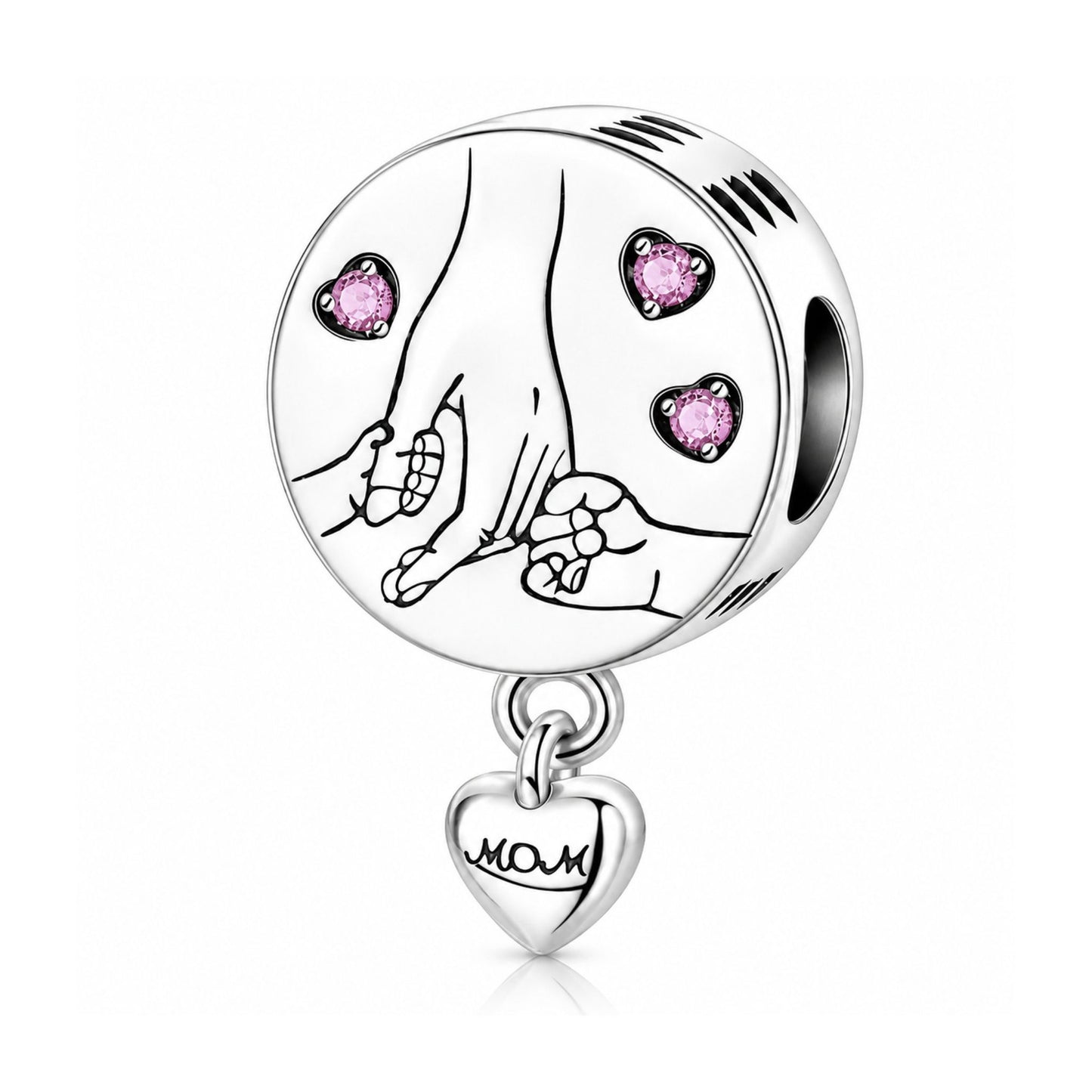 Mother’s Love Holding Hands Sterling Silver Charm Hallmarked S925 for Charm Bracelet and Necklace