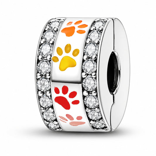 Multicolour Dog Claw Clip Sterling Silver Charm Hallmarked S925 for Charm Bracelet and Necklace