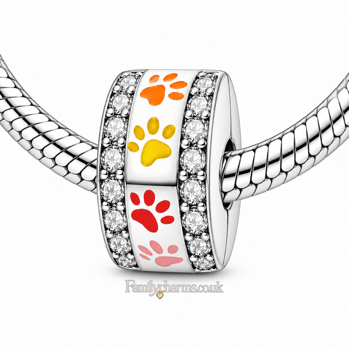 Multicolour Dog Claw Clip Sterling Silver Charm Hallmarked S925 for Charm Bracelet and Necklace
