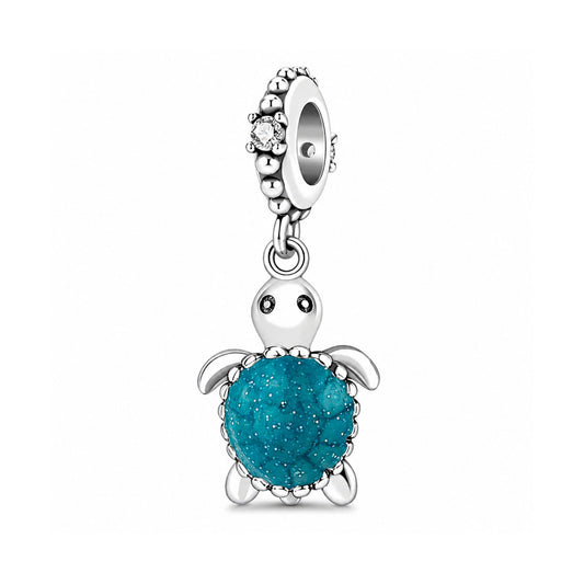 Murano Glass Baby Turtle Sterling Silver Charm Hallmarked S925 for Charm Bracelet and Necklace