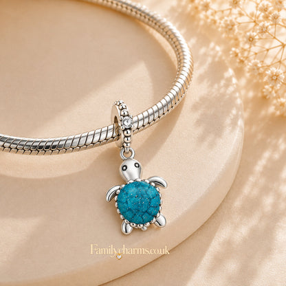 Murano Glass Baby Turtle Sterling Silver Charm Hallmarked S925 for Charm Bracelet and Necklace