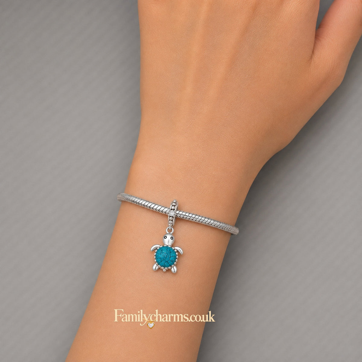 Murano Glass Baby Turtle Sterling Silver Charm Hallmarked S925 for Charm Bracelet and Necklace