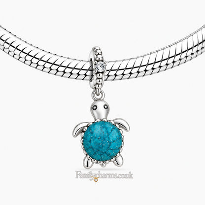 Murano Glass Baby Turtle Sterling Silver Charm Hallmarked S925 for Charm Bracelet and Necklace