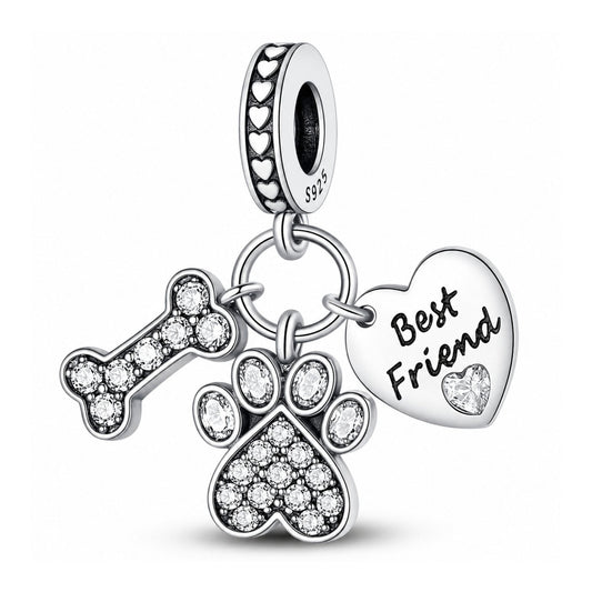 My Dog Best Friend Sterling Silver Charm Hallmarked S925 for Charm Bracelet and Necklace