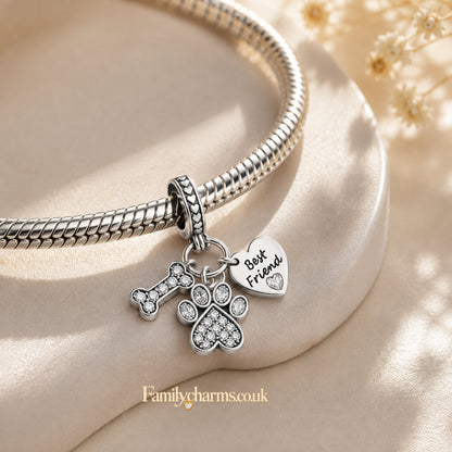 My Dog Best Friend Sterling Silver Charm Hallmarked S925 for Charm Bracelet and Necklace