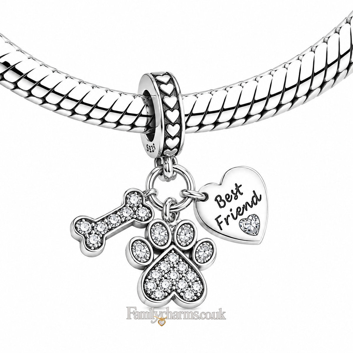 My Dog Best Friend Sterling Silver Charm Hallmarked S925 for Charm Bracelet and Necklace
