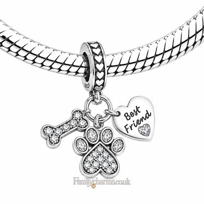 My Dog Best Friend Sterling Silver Charm Hallmarked S925 for Charm Bracelet and Necklace