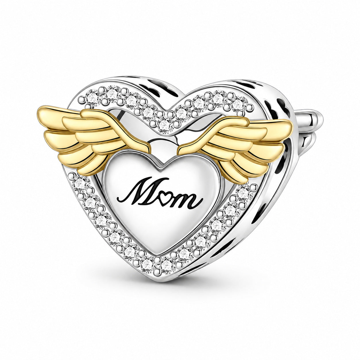 My Mom My Angel Sterling Silver Charm Hallmarked S925 for Charm Bracelet and Necklace