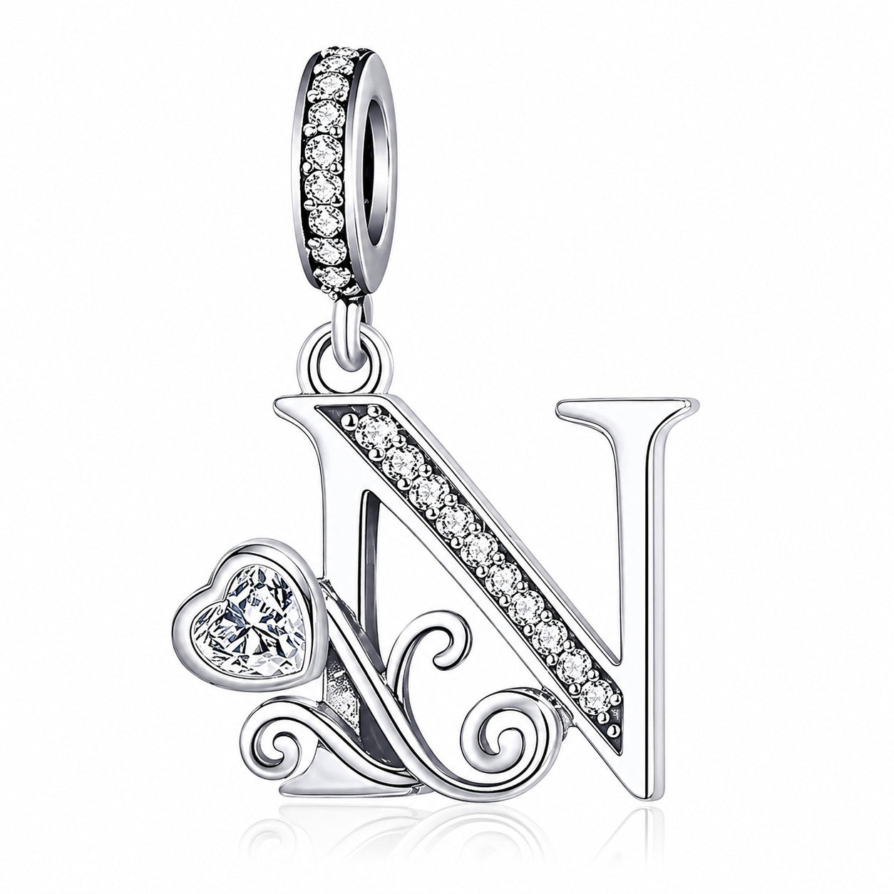 Classic Alphabet Letters A to Z Sterling Silver Dangle Charm Hallmarked S925 for Charm Bracelet and Necklace