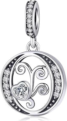 Classic Alphabet Letters A to Z Sterling Silver Dangle Charm Hallmarked S925 for Charm Bracelet and Necklace