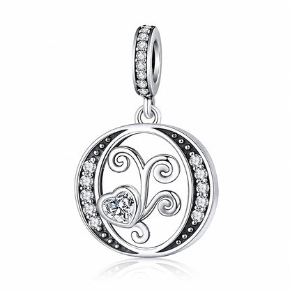 Classic Alphabet Letters A to Z Sterling Silver Dangle Charm Hallmarked S925 for Charm Bracelet and Necklace