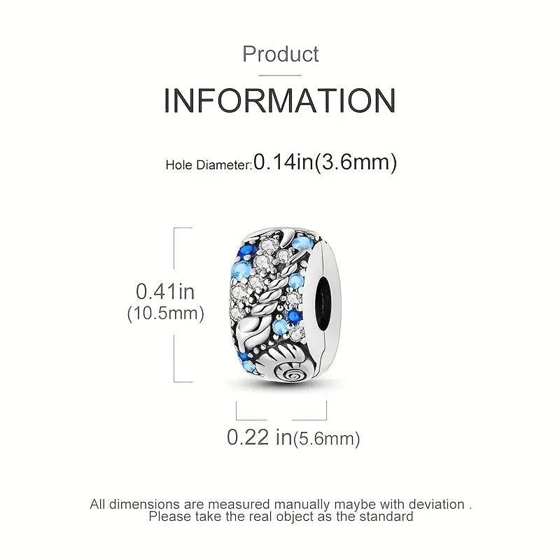 Ocean Sea Life Seashell Clip Sterling Silver Charm Hallmarked S925 for Charm Bracelet and Necklace
