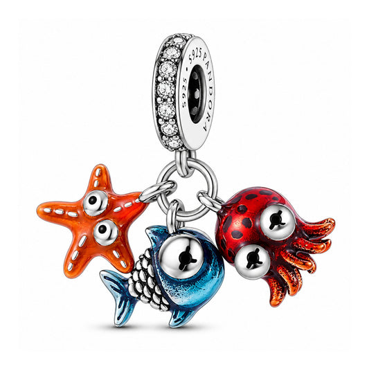 Ocean Sealife Dangle Sterling Silver Charm Hallmarked S925 for Charm Bracelet and Necklace