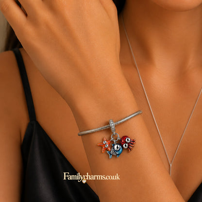 Ocean Sealife Dangle Sterling Silver Charm Hallmarked S925 for Charm Bracelet and Necklace