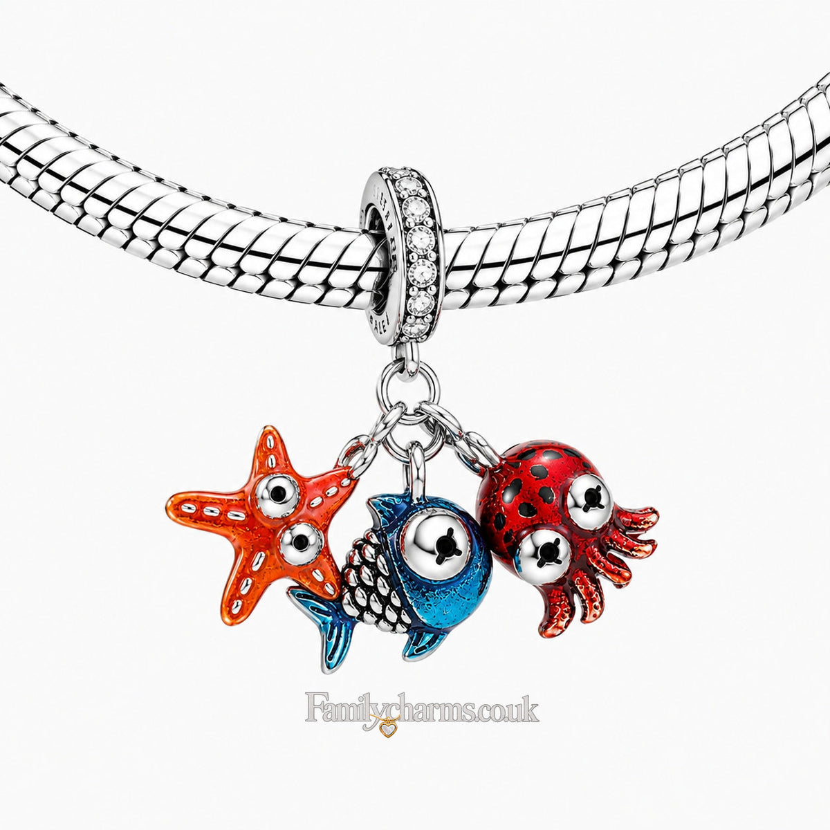 Ocean Sealife Dangle Sterling Silver Charm Hallmarked S925 for Charm Bracelet and Necklace