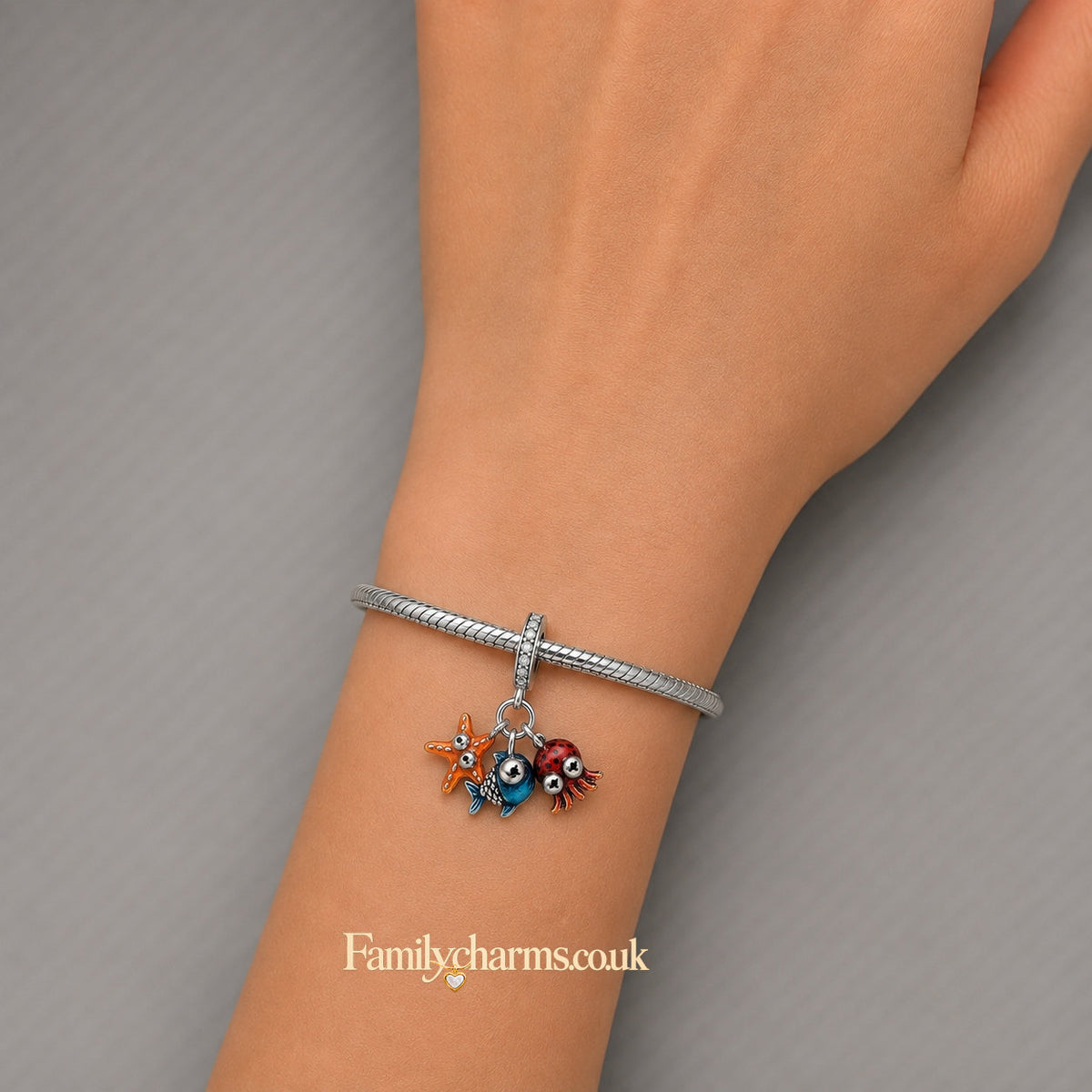 Ocean Sealife Dangle Sterling Silver Charm Hallmarked S925 for Charm Bracelet and Necklace
