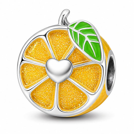 Orange Bead Sterling Silver Charm Hallmarked S925 for Charm Bracelet and Necklace