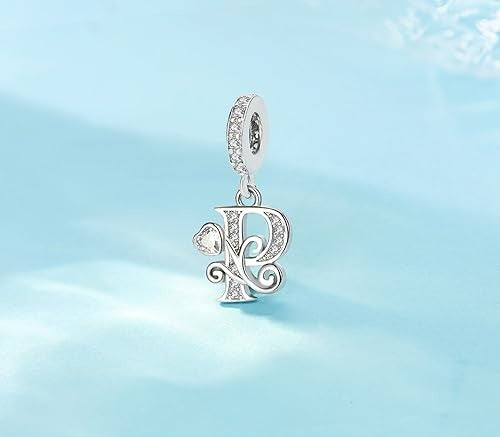 Classic Alphabet Letters A to Z Sterling Silver Dangle Charm Hallmarked S925 for Charm Bracelet and Necklace