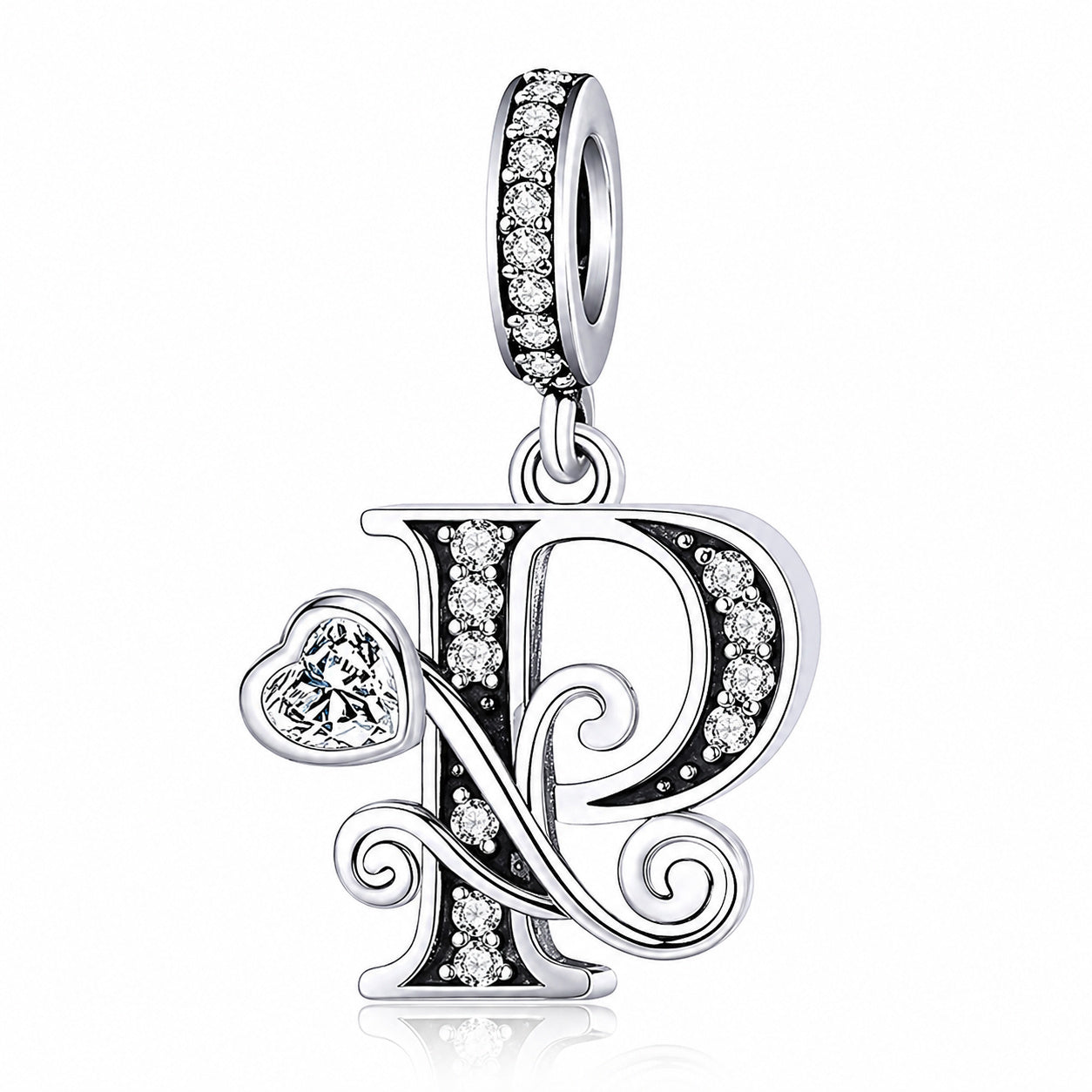 Classic Alphabet Letters A to Z Sterling Silver Dangle Charm Hallmarked S925 for Charm Bracelet and Necklace