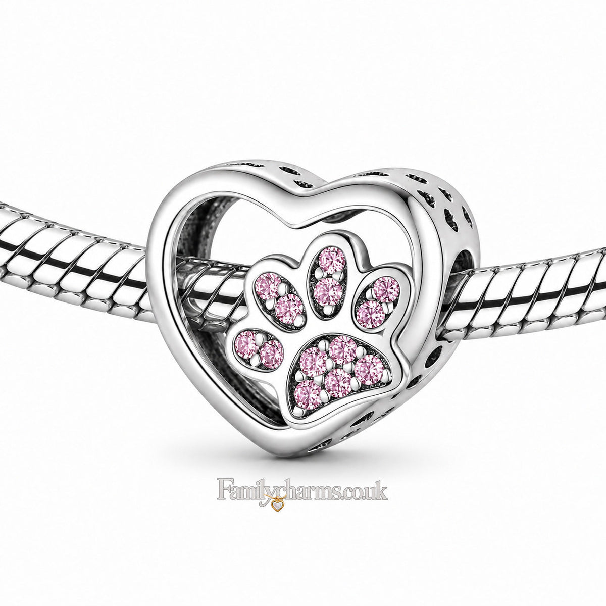 Dog Paw Print & Bone Sterling Silver Charm Hallmarked S925 for Charm Bracelet and Necklace