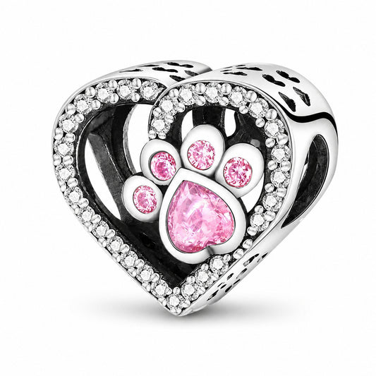 Dog Paw Print & Bone Sterling Silver Charm Hallmarked S925 for Charm Bracelet and Necklace